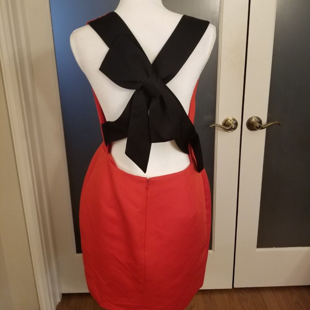 EUC Black Bow Back Red Dress